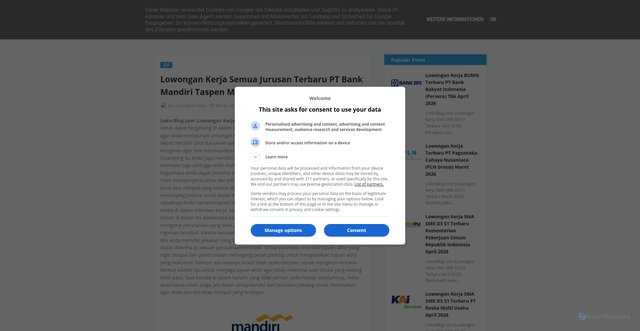 Security scan screenshot of https://www.lokerblog.com/2026/03/lowongan-kerja-semua-jurusan-terbaru-pt_23.html