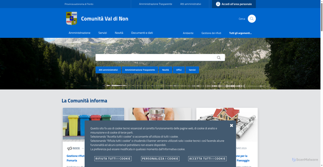 Security scan screenshot of https://www.comunitavaldinon.tn.it/