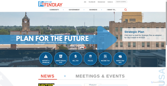 Security scan screenshot of https://www.findlayohio.gov/