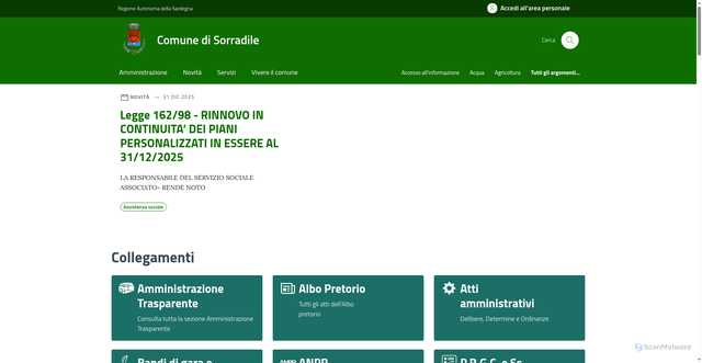 Security scan screenshot of https://comune.sorradile.or.it/