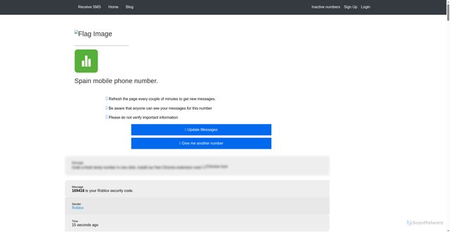 Security scan screenshot of https://srvgo.pages.dev/sms/34628152325/