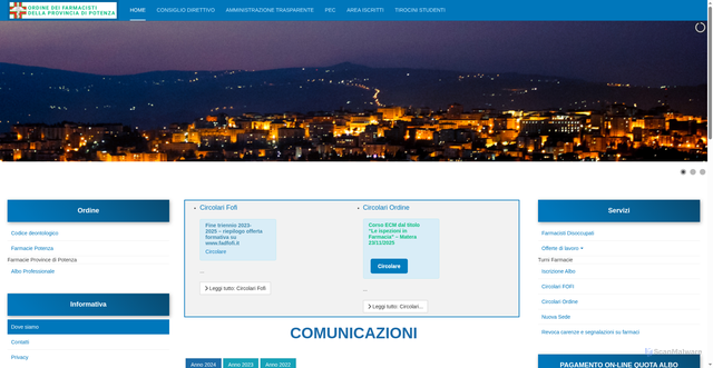 Security scan screenshot of https://www.ordinefarmacistipz.it/