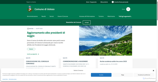 Security scan screenshot of https://comune.veleso.co.it/