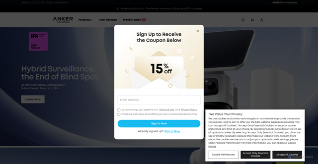 Security scan screenshot of https://us.anker.com