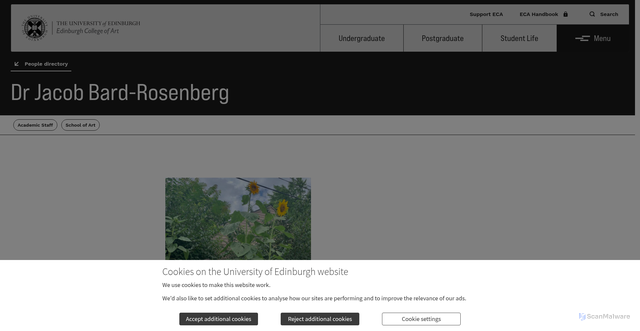 Security scan screenshot of https://www.eca.ed.ac.uk/profile/dr-jacob-bard-rosenberg