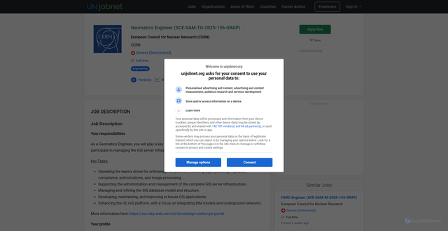 Security scan screenshot of https://www.unjobnet.org/jobs/detail/81933186