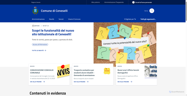 Security scan screenshot of https://www.comune.ceneselli.ro.it/