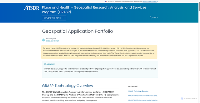 Security scan screenshot of atsdr.cdc.gov
