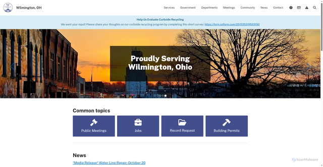 Security scan screenshot of https://wilmingtonohio.gov/