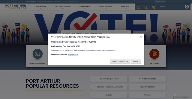 Security scan screenshot of https://portarthurtx.gov/