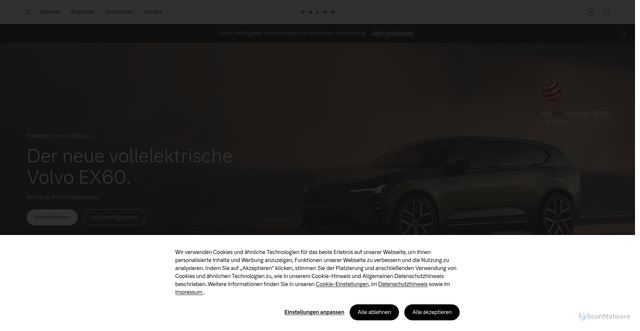 Security scan screenshot of https://volvocars.com