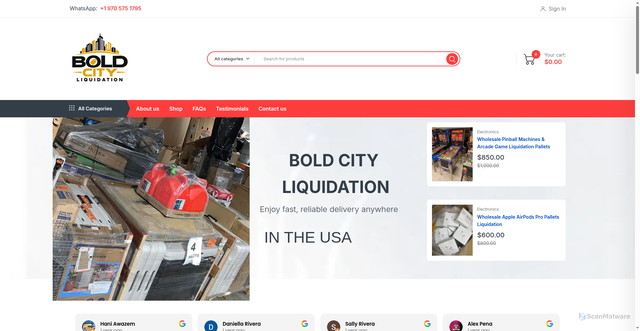 Security scan screenshot of http://boldcityliquidation.com/