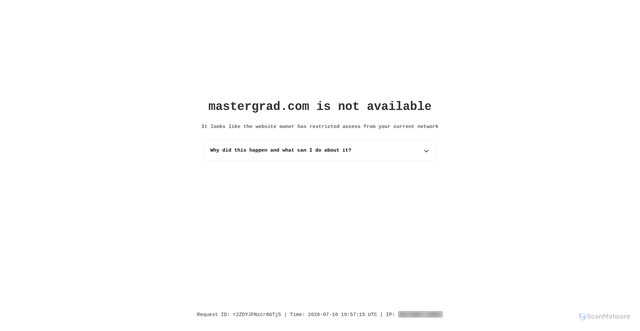 Security scan screenshot of https://mastergrad.com