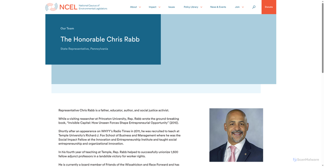 Security scan screenshot of https://ncel.net/personnel/the-honorable-chris-rabb/