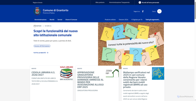 Security scan screenshot of https://www.comune.grantorto.pd.it
