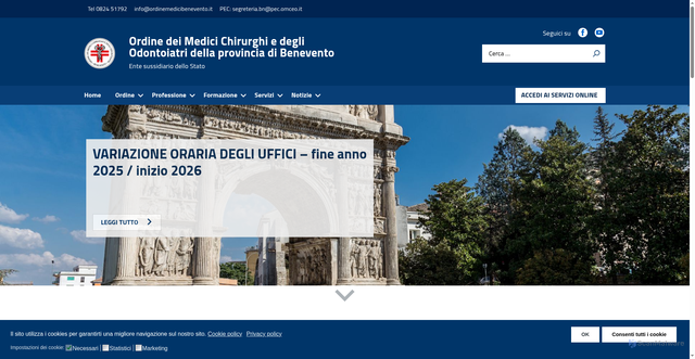 Security scan screenshot of https://www.ordinemedicibenevento.it/