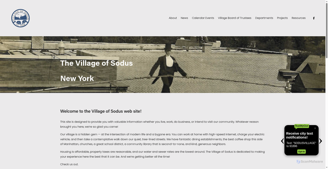 Security scan screenshot of https://villageofsodusny.gov/