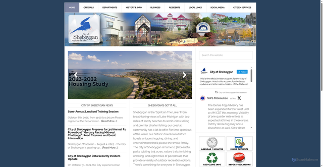 Security scan screenshot of https://www.sheboyganwi.gov/