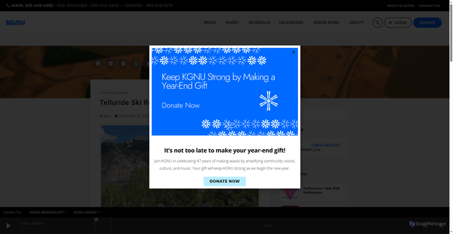 Security scan screenshot of https://kgnu.org/telluride-ski-resort-announces-closure/
