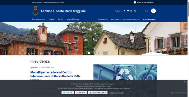 Security scan screenshot of https://www.comune.santamariamaggiore.vb.it/it-it/home