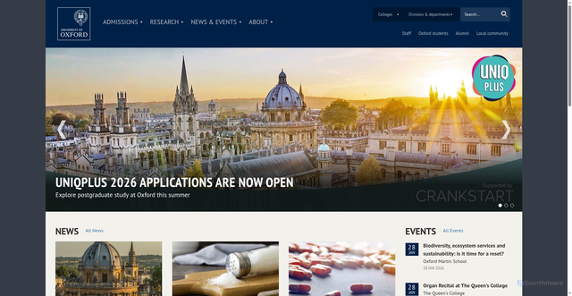 Security scan screenshot of https://www.ox.ac.uk/