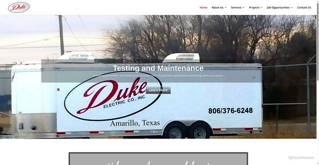 Security scan screenshot of https://www.dukeelec.com/