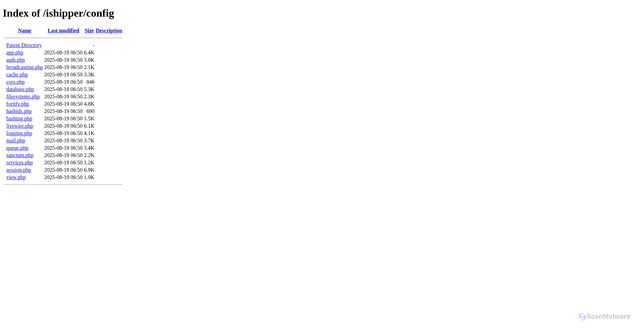 Security scan screenshot of https://solucaocliente.com.br/ishipper/config/