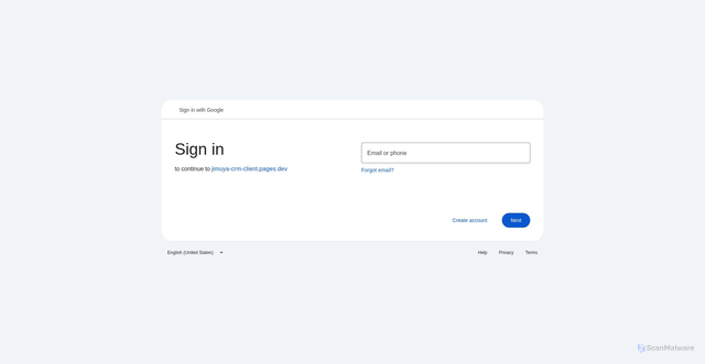 Security scan screenshot of https://jimuya-crm-client.pages.dev/login/google