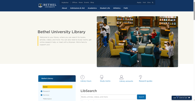 Security scan screenshot of https://library.bethel.edu