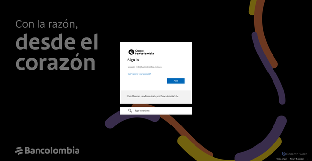 Security scan screenshot of https://bancolombia.cloud.com