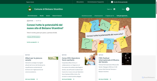 Security scan screenshot of https://www.comune.bolzanovicentino.vi.it