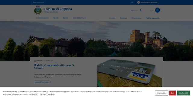 Security scan screenshot of https://comune.arignano.to.it/