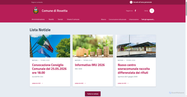Security scan screenshot of https://www.comune.rovetta.bg.it