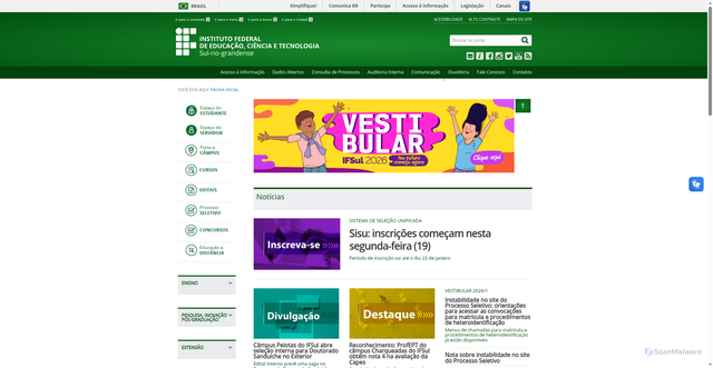 Security scan screenshot of http://www.ifsul.edu.br/