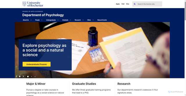 Security scan screenshot of https://psych.rochester.edu