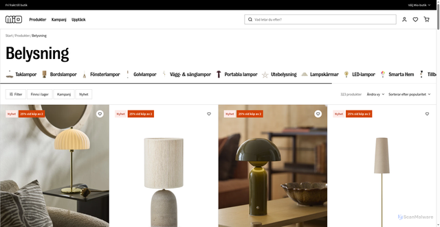 Security scan screenshot of https://www.mio.se/belysning?utm_source=MioMedlem_AM&utm_medium=email&utm_campaign=AUTO_BI_Soffa_MAIL4_H2026&eclub=hH8UBi9yyrCba9EYkFHNBaeL1gC%2BZes5ltO%2FM%2BiCSzM%3Dry8Q8mio0toTDoUxZjaBBwrrIvCSI3whF6qpddM1gjo%2BkDcTOCcfS2ylxfcZQurW3Oz3GF4wvSo4%2F%2FO3Xe9HUTm6hSP9xwfyAY0WZEO5D1XEyhN9%2Bfllfl%2Bg3HRPZdXH9ux62%2F64beYlfzNvAb2fbB5S9BEUJG4xAz3O7vxEAwtTpOlLJjQ2tLcCWo400KnOa9q9mHbntCeZVJCg7lZMIQ%3D%3D