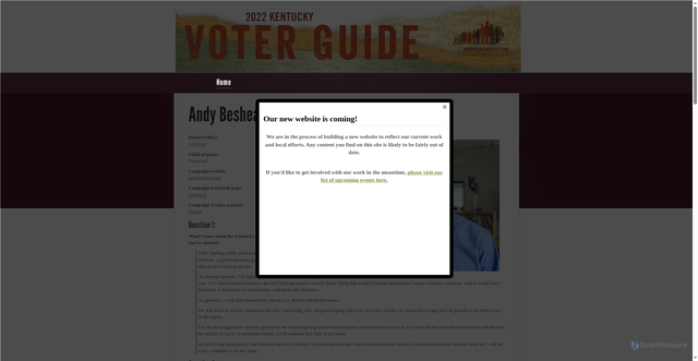 Security scan screenshot of https://kftc.org/election/governor/andy-beshear