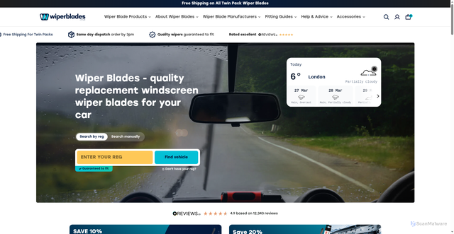 Security scan screenshot of https://wiperblades.co.uk