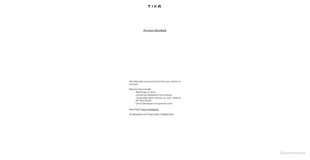 Security scan screenshot of https://www.tixr.com/groups/blnkcnvs/events/to-the-future-nye-2025-144583