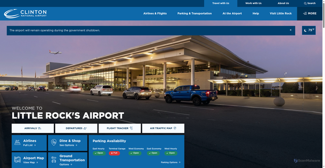 Security scan screenshot of https://clintonairport.com/