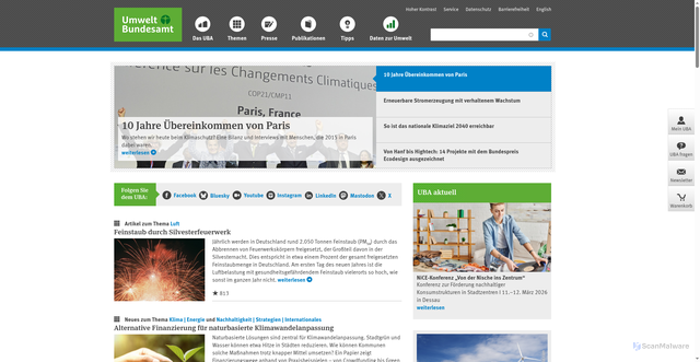 Security scan screenshot of https://www.umweltbundesamt.de/