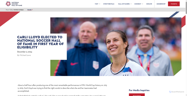 Security scan screenshot of https://www.nationalsoccerhof.com/news/2024/12/carli-lloyd-elected-to-hall-of-fame.html