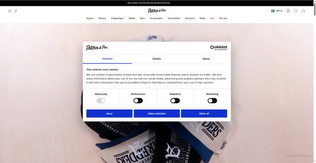 Security scan screenshot of https://patchesandpins.se/