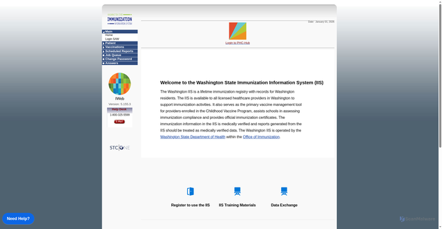Security scan screenshot of https://waiis.doh.wa.gov
