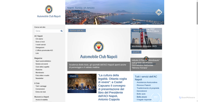 Security scan screenshot of https://napoli.aci.it/