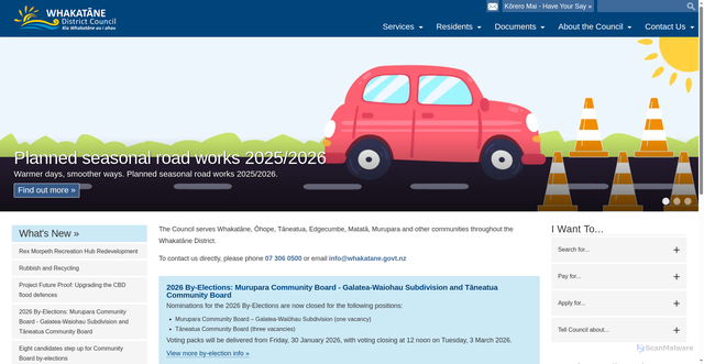 Security scan screenshot of https://www.whakatane.govt.nz/