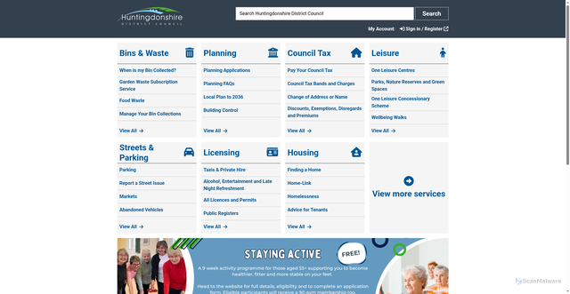 Security scan screenshot of http://www.huntsdc.gov.uk