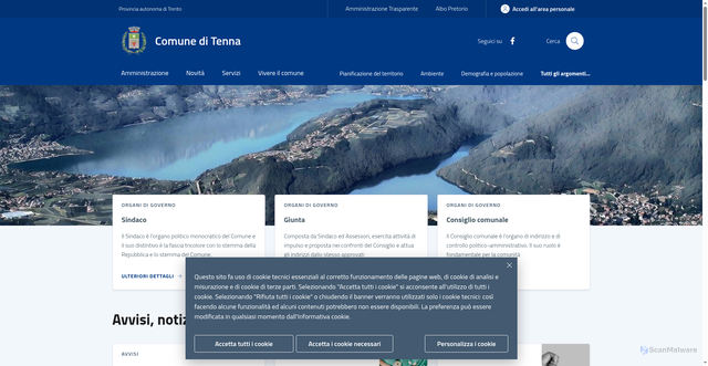 Security scan screenshot of https://www.comune.tenna.tn.it/
