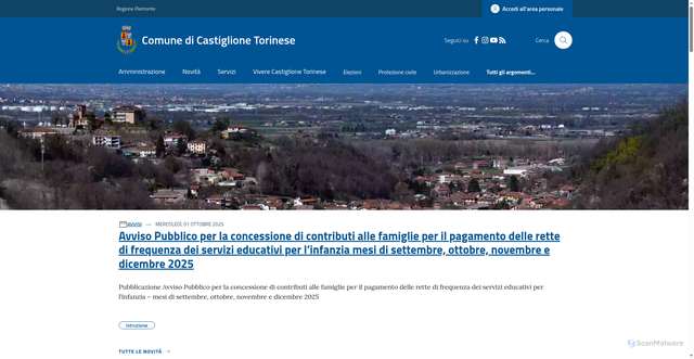 Security scan screenshot of https://www.comune.castiglionetorinese.to.it/