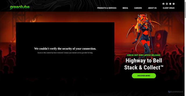 Security scan screenshot of https://greentube.se